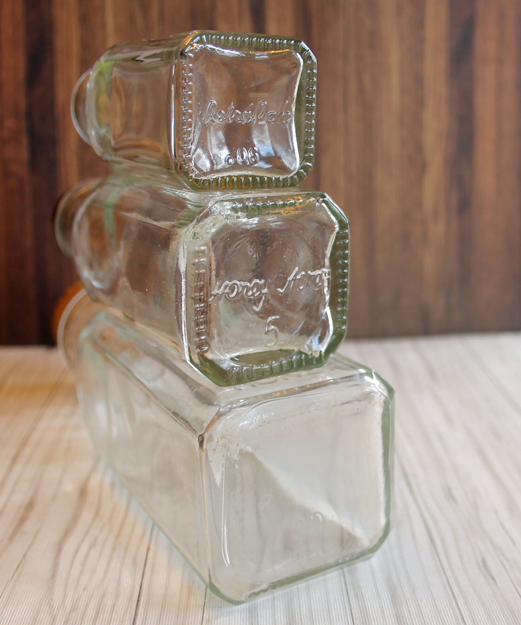 Vintage Glass Honey Bottles Jar with Cork Stopper Set of 3 Sizes Honey Acres 1 Pound 8 Ounces 4