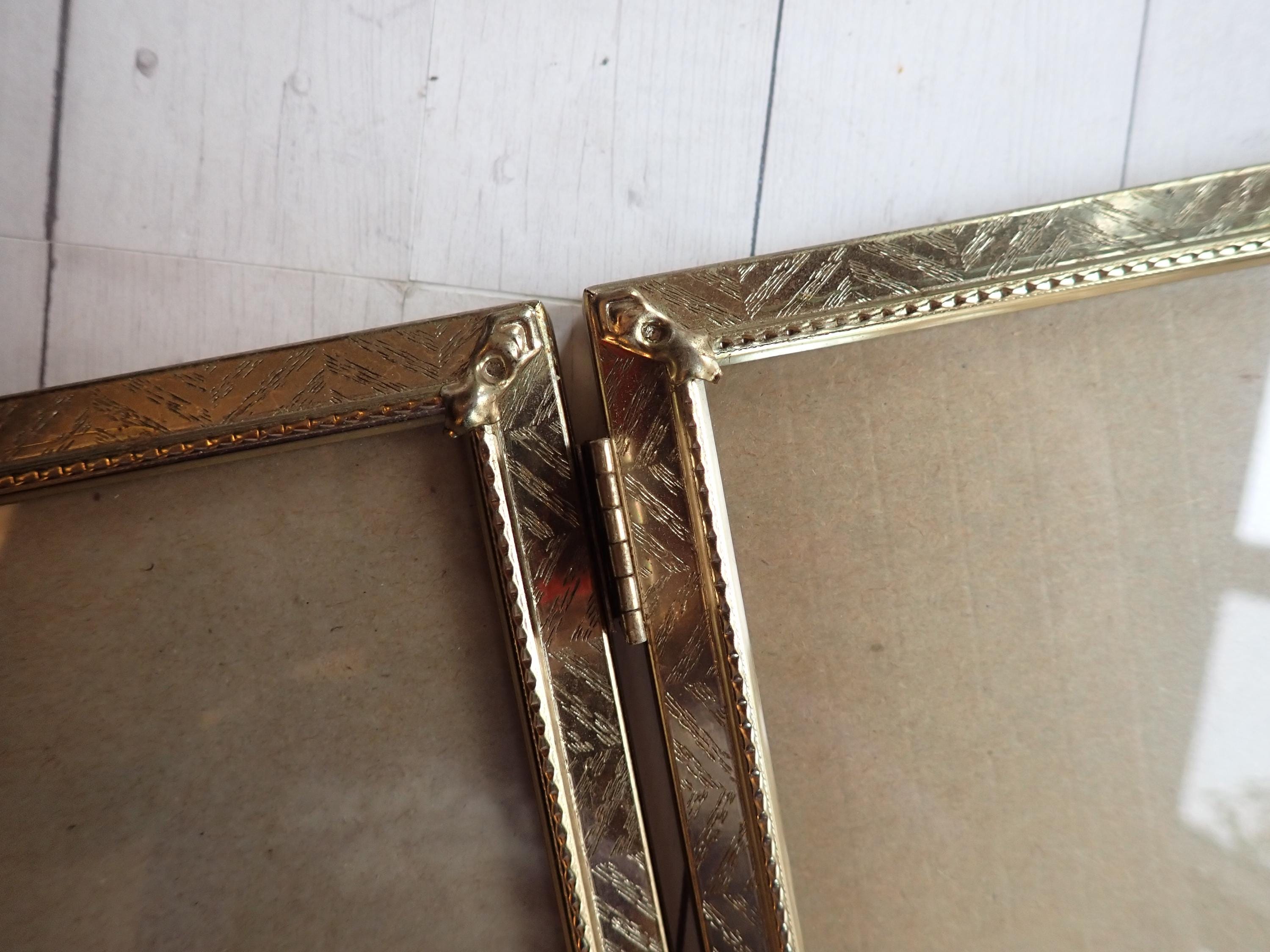 Vintage Brass Gold Metal Triple Hinged 5x7 Three Part Photo Picture ...