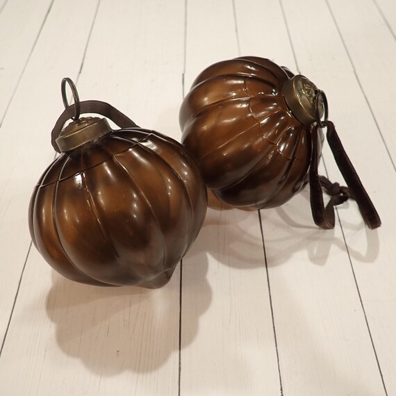 Brown Glass Baubel Kugel Style Ornament Set of 2 Glass Christmas Ornaments