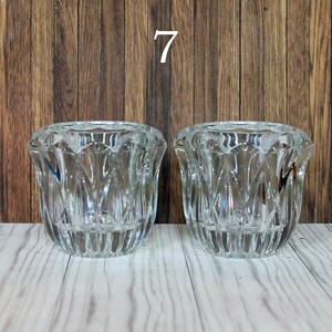 Vintage Clear Glass Votive Candle Holder PAIRS YOU CHOOSE Set of 2 Hobnail Ribbed Diamond Floral Avon Homco Home Interiors Princess House #7 Vertical Diamond