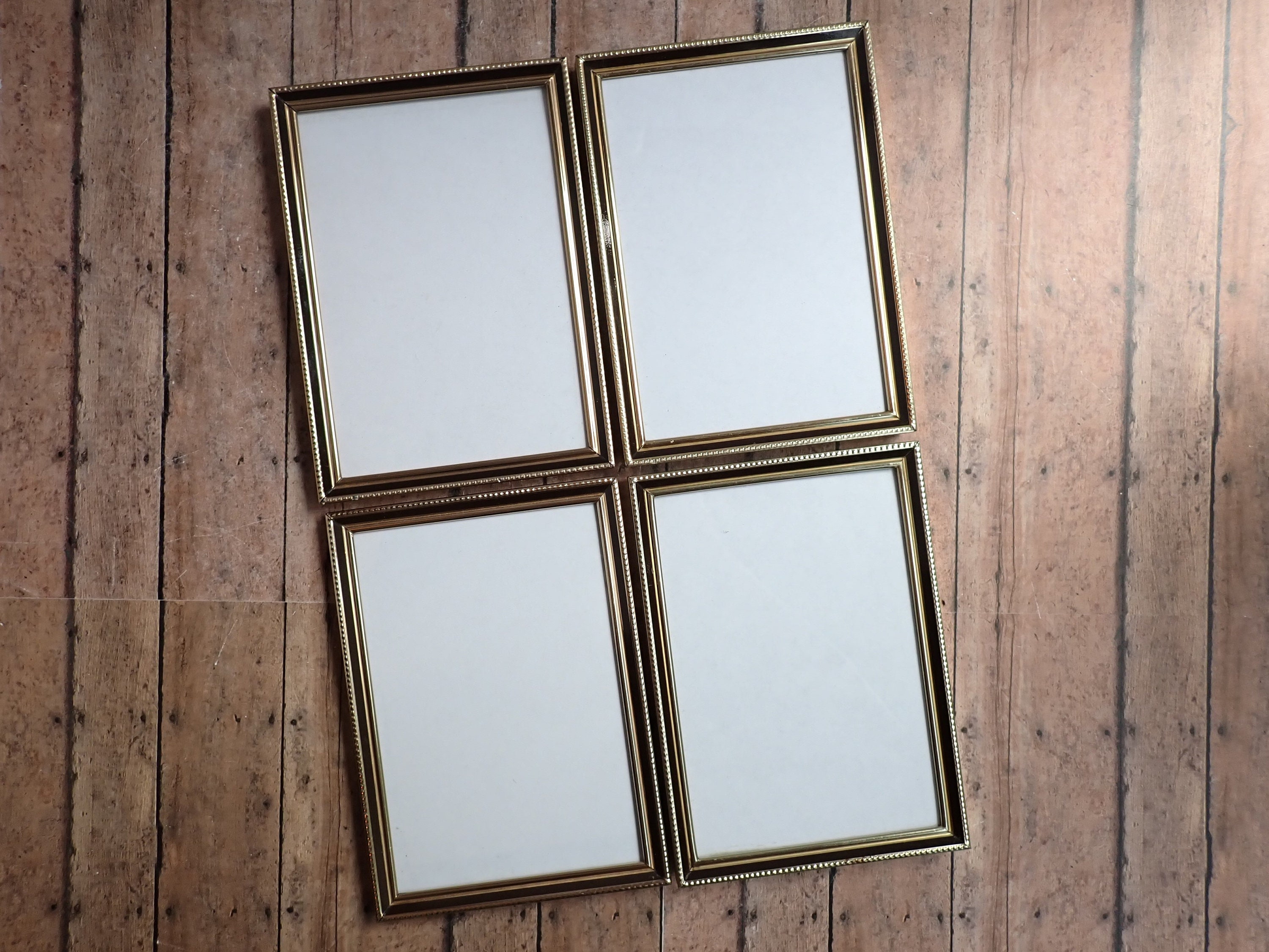 Vintage 5x7 Metal Gold Brass Colored Photo Picture Frame Set of 4
