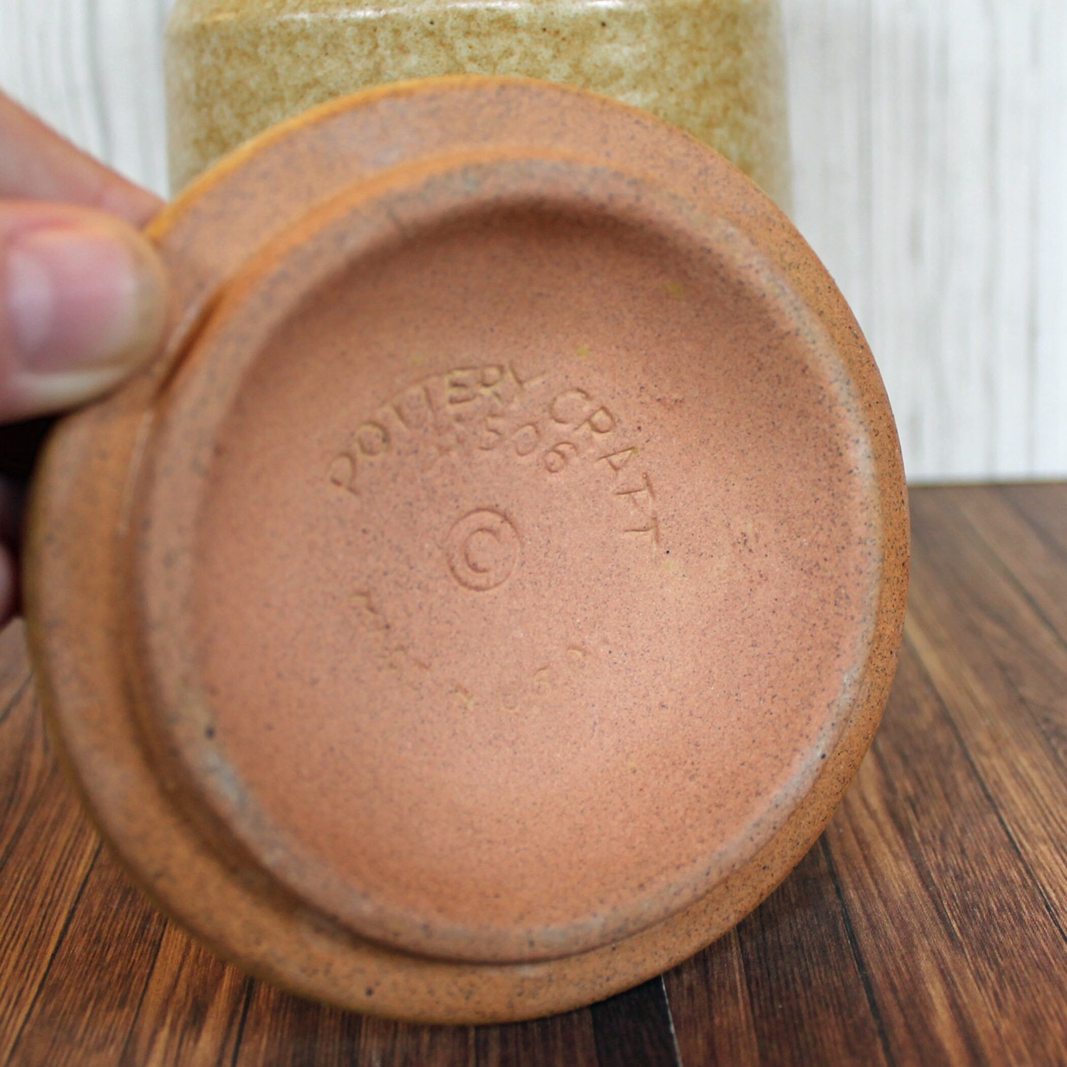 Vintage Pottery Craft USA Ceramic Stoneware Coffee Canister with Lid