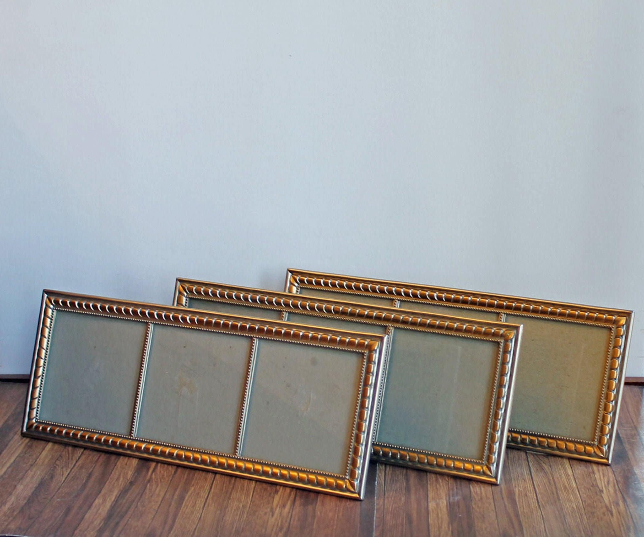 Vintage Brass Gold Silver Collage Photo Picture Frame 3 Opening 3x3 Set