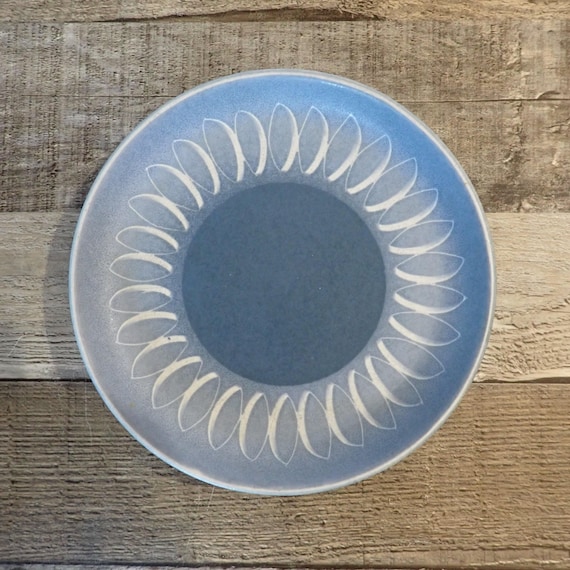 Vintage Denby ECHO BLUE Bread and Butter Plates Set of 3 Blue and White Stoneware