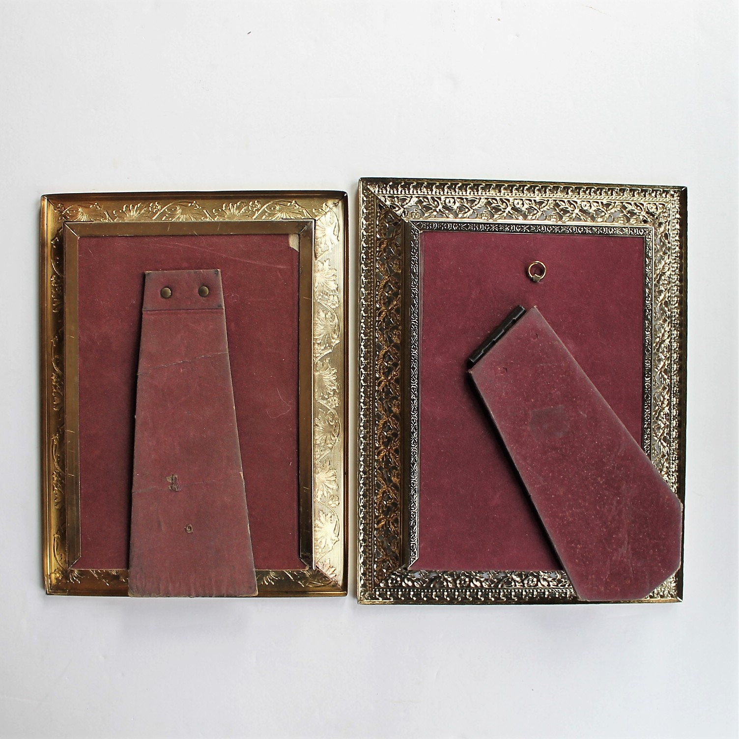 Vintage 5x7 Gold Metal Brass Colored Photo Picture Frame Set of 2