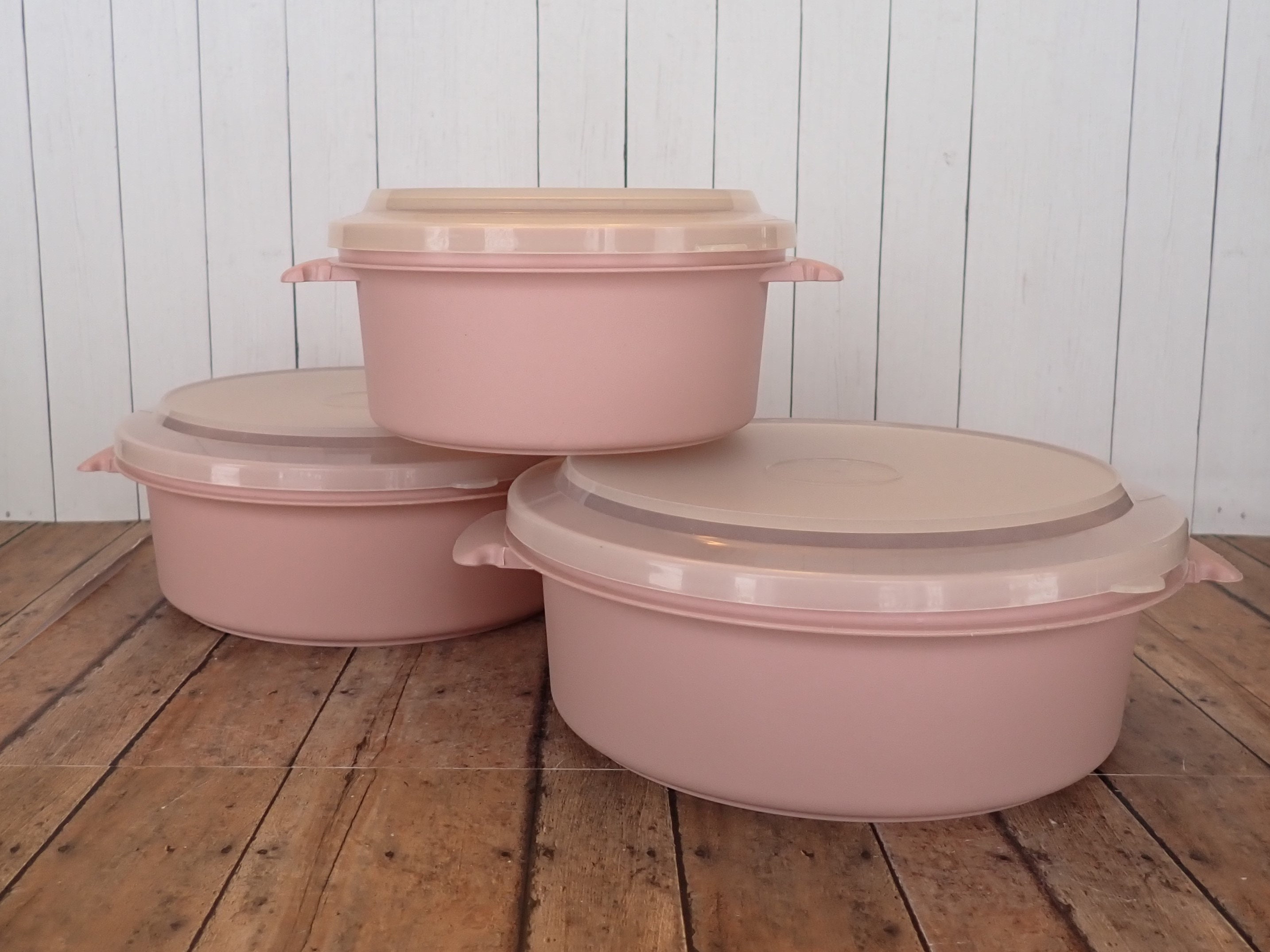 Vintage Super Seal Pale Pink Container Set of 3 Storage Canisters Superseal  Kitchen Storage