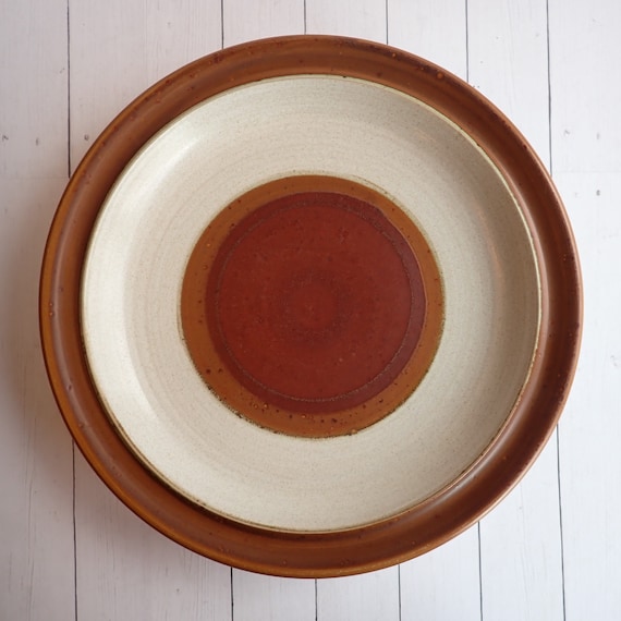 Vintage Denby POTTERS WHEEL Rust Red 10" Dinner Plate Set of 3 Cream Brown Red Modern Plate