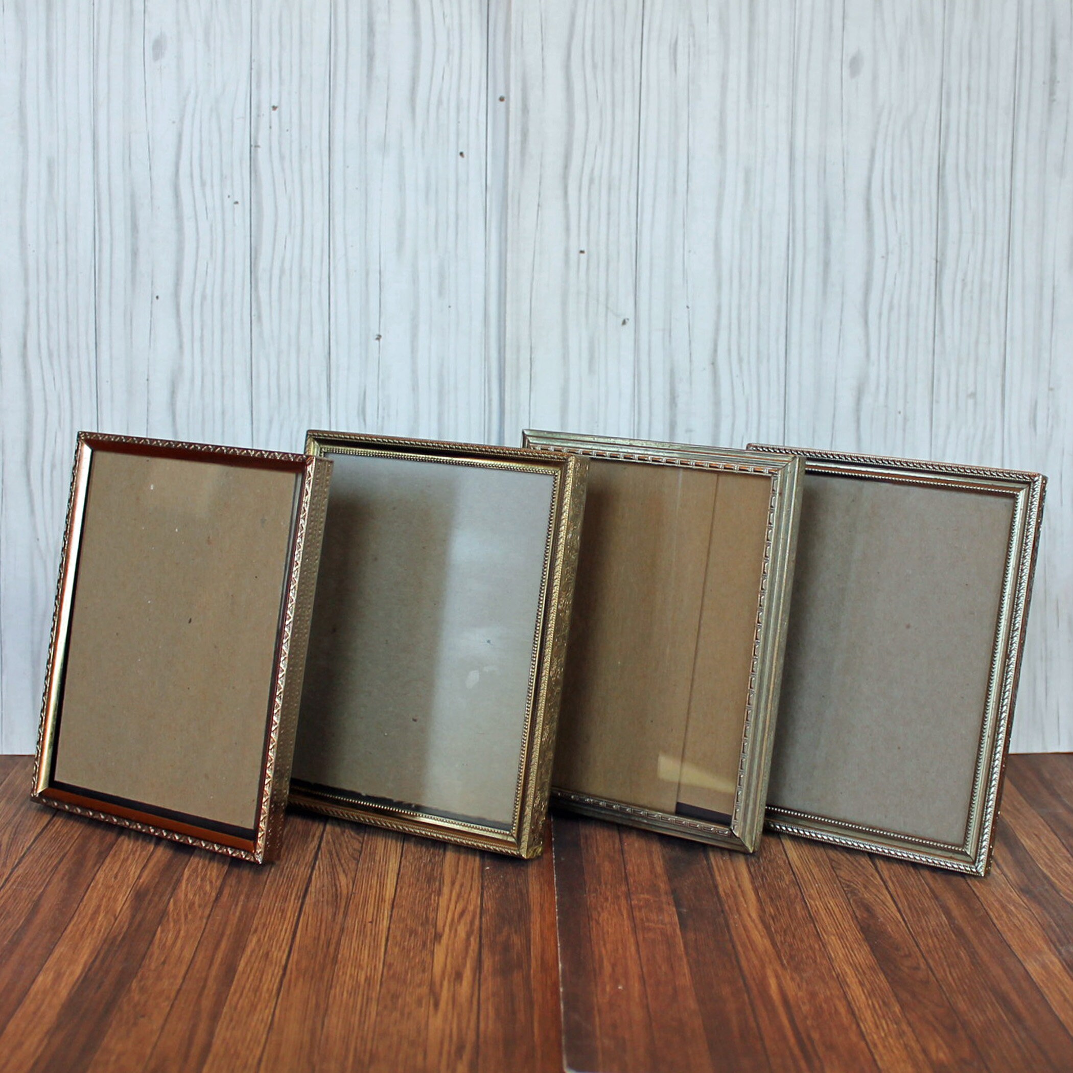 Vintage 3x4 Metal Gold Brass Colored Photo Picture Frame Set of 4