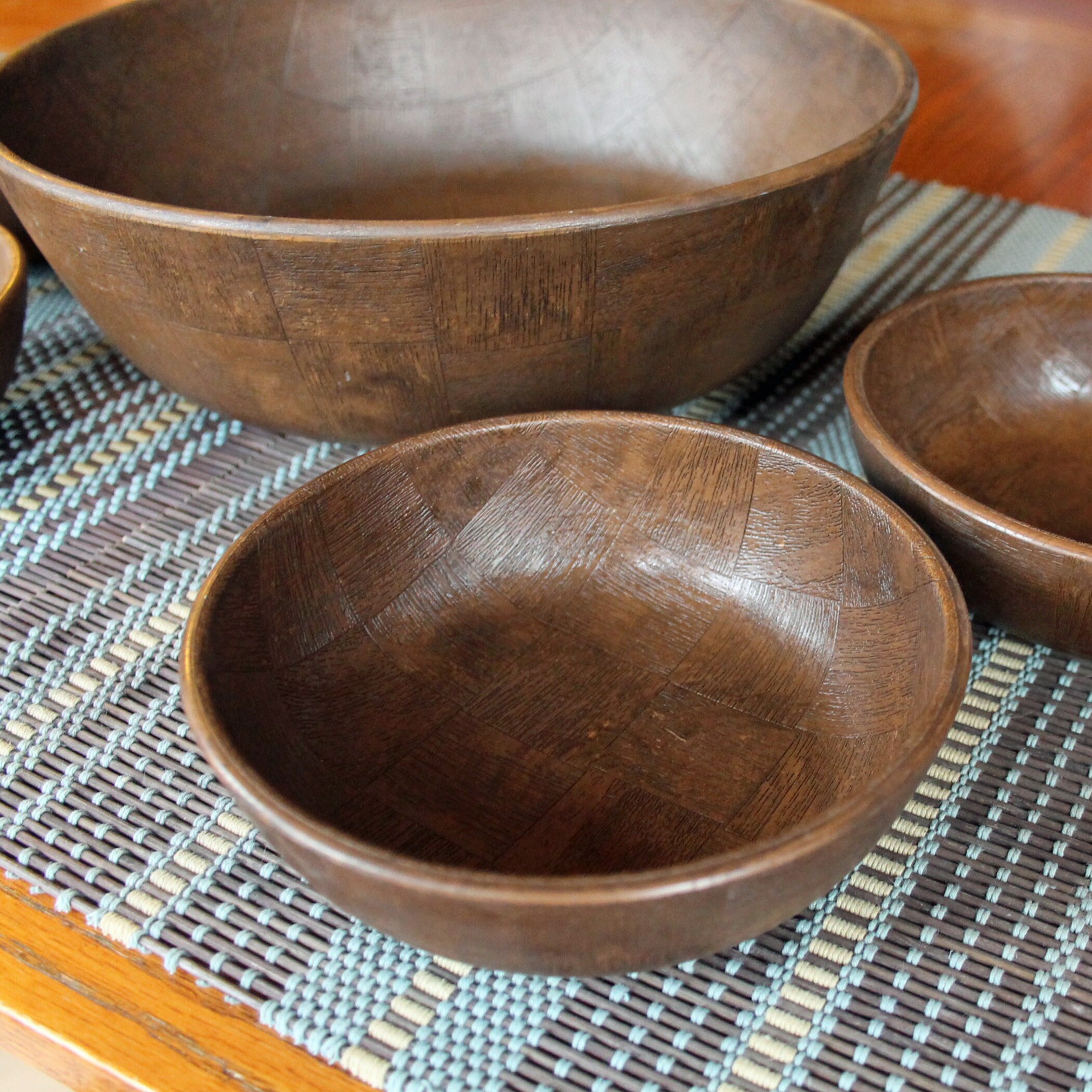 Vintage Plastic Faux Wood Bowls Set of 5 Salad Chip Snack ...