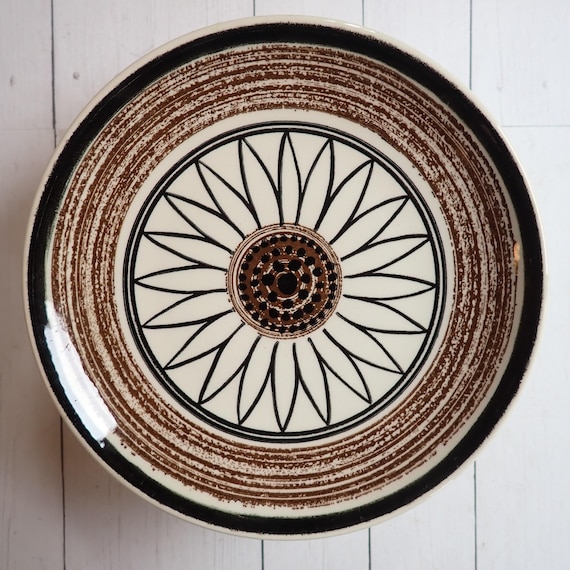 Vintage Royal China CASA DEL SOL 6" Bread Plate Set of 7 White with Brown Floral Design Modern Flower