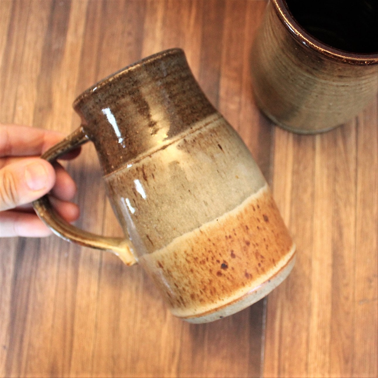 Vintage Stoneware Pottery Large 12 oz. Mug Coffee Cup Set ...