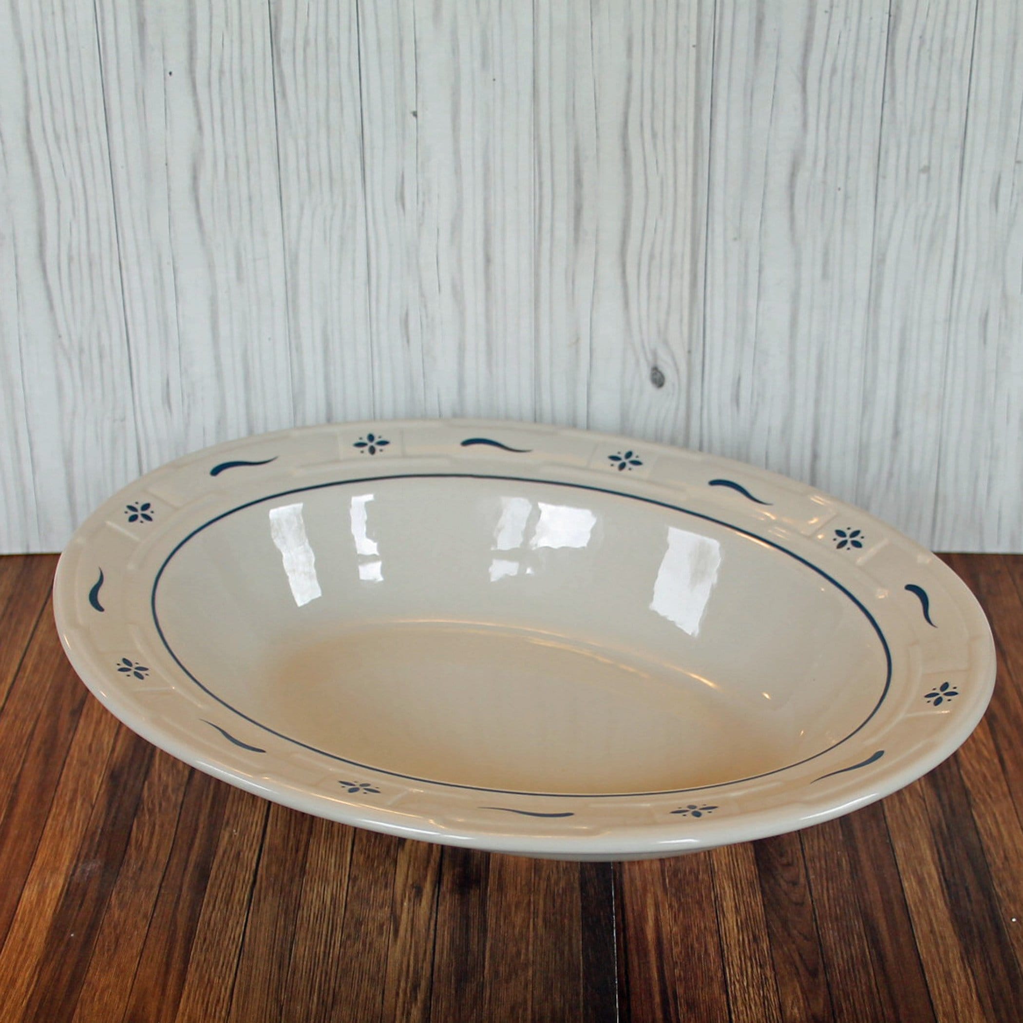 Vintage Longaberger Pottery WOVEN TRADITIONS Classic Blue 11 Oval