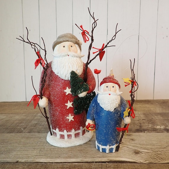 Vintage Dept 56 Santa Figurine and Ornament Set of 2 Once Upon a Starry Night