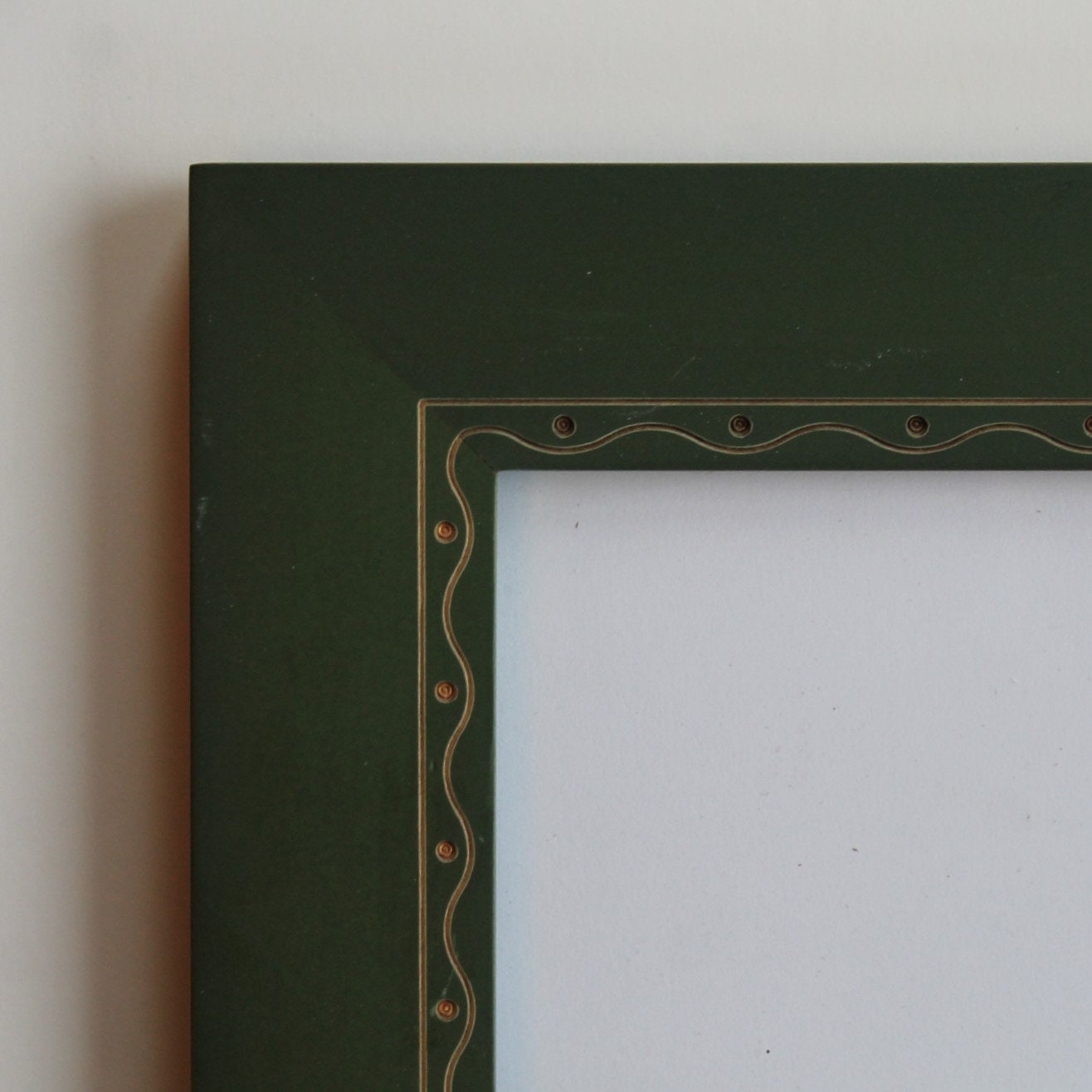 Vintage RARE WOODS 4x12 Panoramic Picture Photo Frame Green Wood Frame