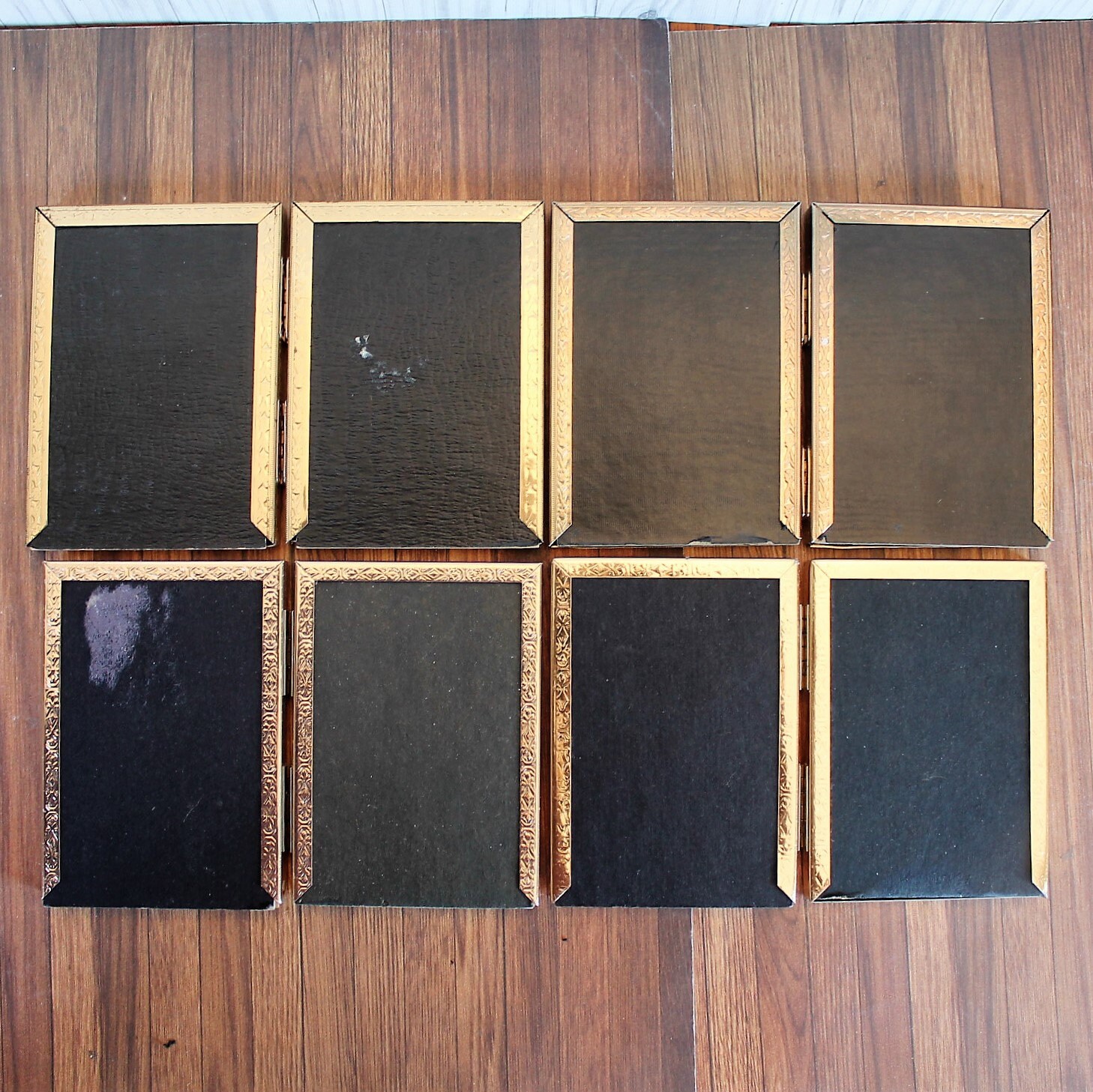 Vintage 2x3 Double Hinged Metal Gold Brass Photo Picture Frame Set of 4
