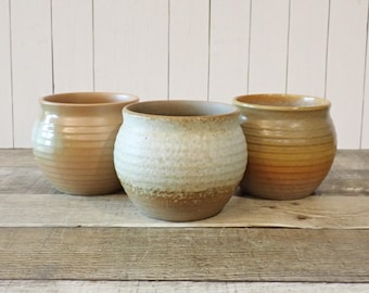 Vintage Stoneware Planter Set of 3 Matching Herb Pot Succulent Planter Herb Garden Country Farmhouse Decor