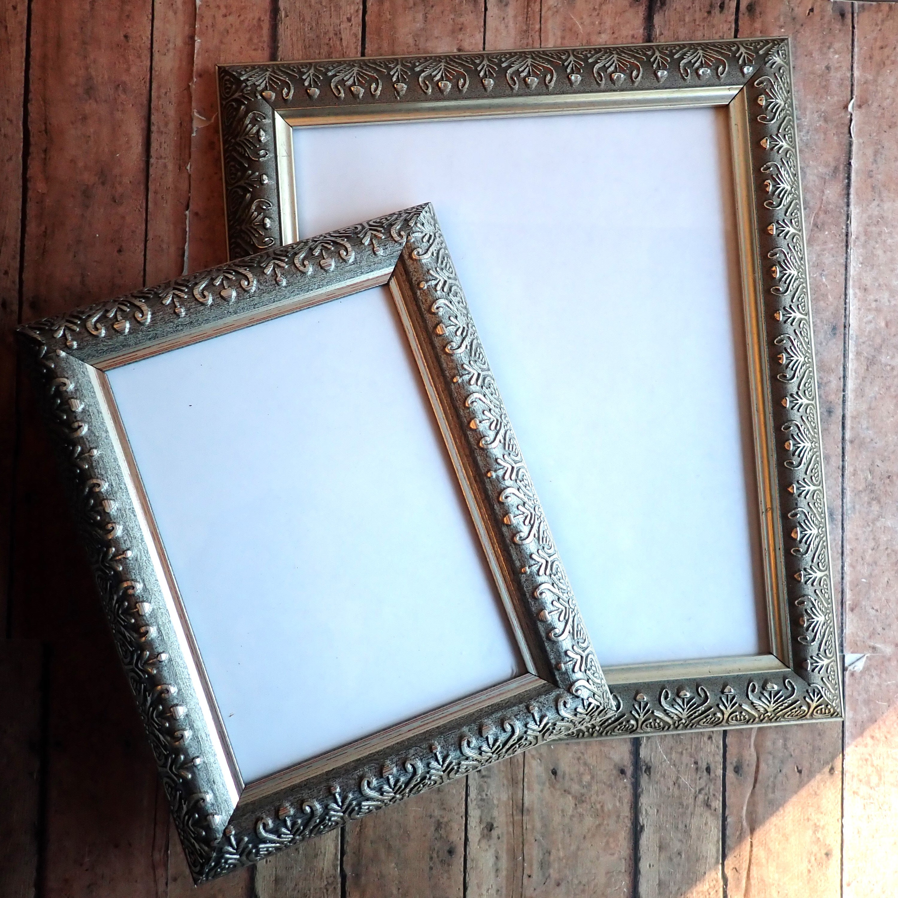 Vintage 8x10 and 5x7 Silver Gray Photo Picture Frame Set of 2 with
