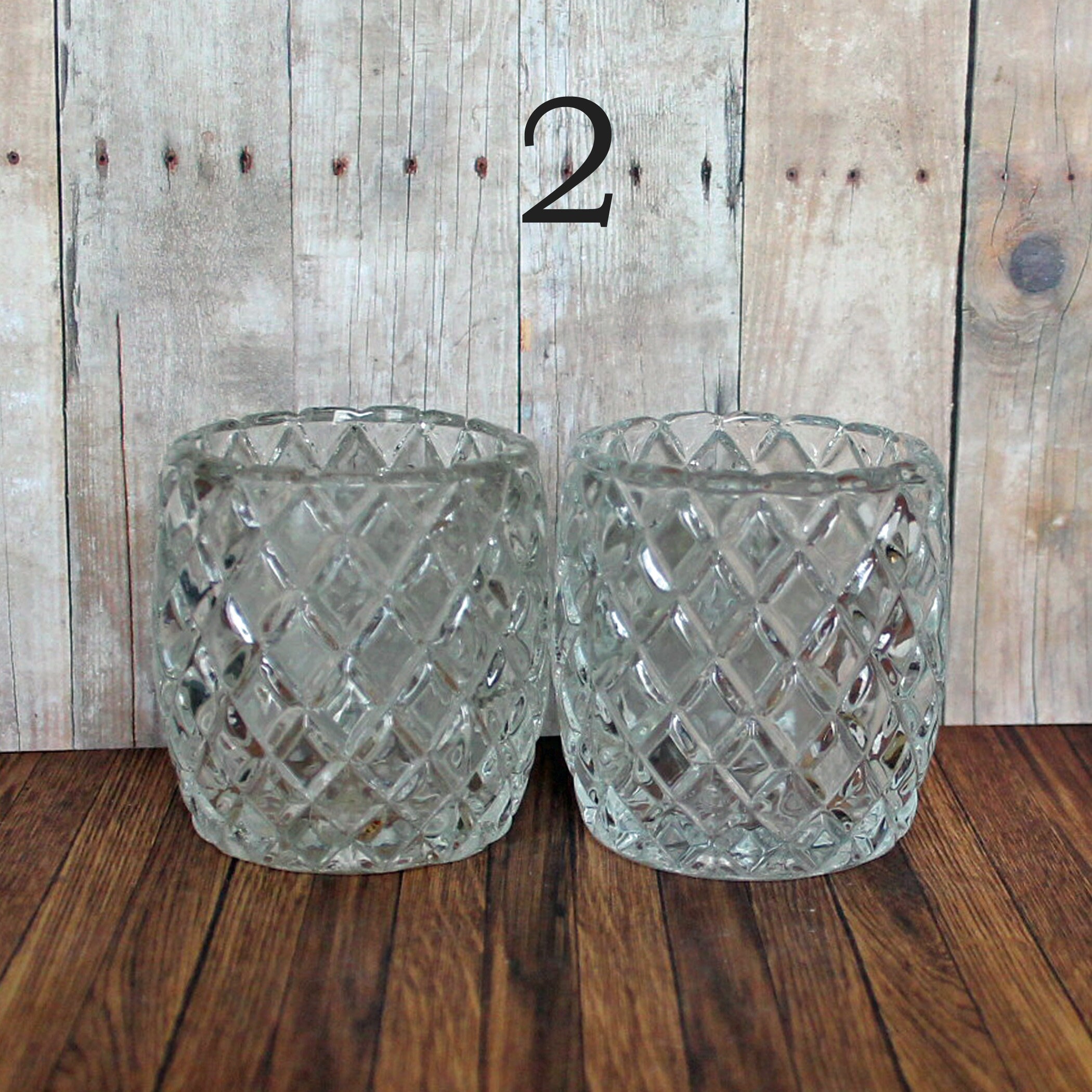 Vintage Clear Glass Votive Candle Holder PAIRS YOU CHOOSE Set of 2