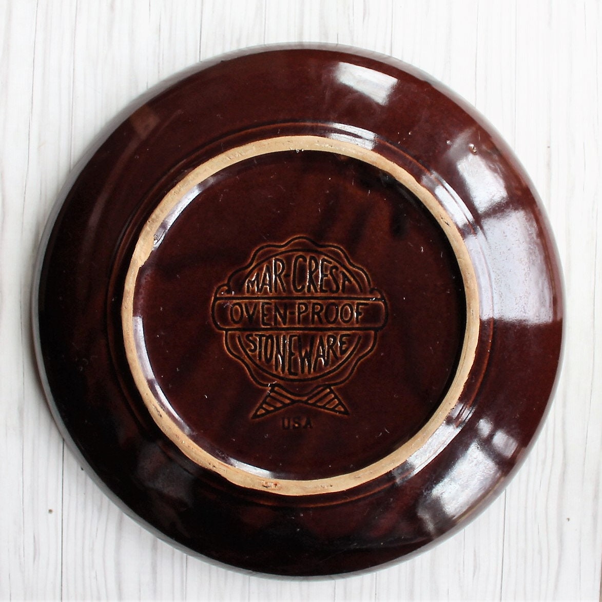 Marcrest DAISY DOT Stoneware 9 1/2 Ceramic Dinner Plate Brown Flower