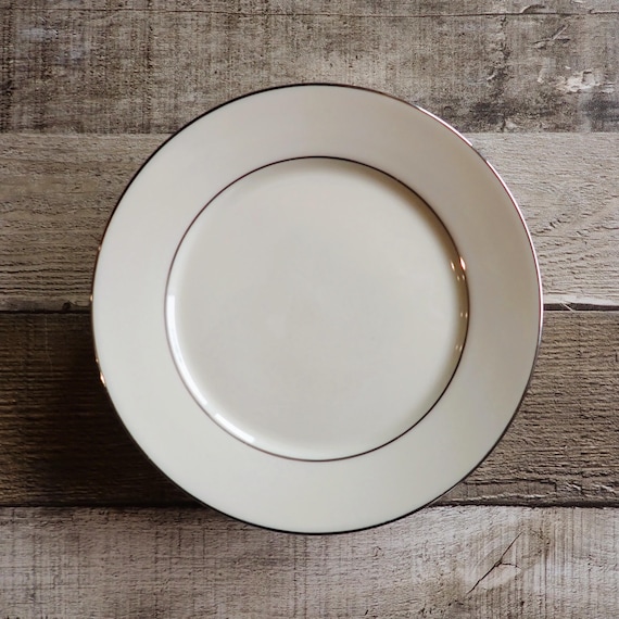 Vintage Lenox MAYWOOD Bread and Butter Plate Set of 6 Plates White with Silver Platinum Bands