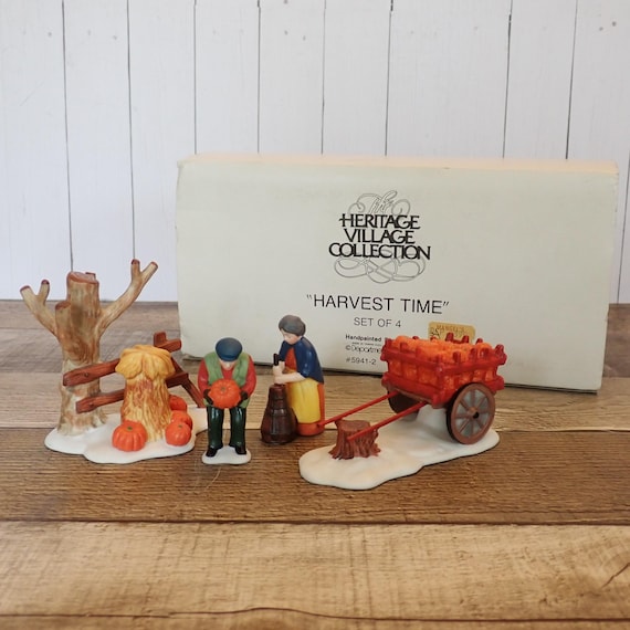 Vintage Dept. 56 Heritage Village Collection Harvest Time Figurine Accessory Set of 4 5941-2 with Original Box