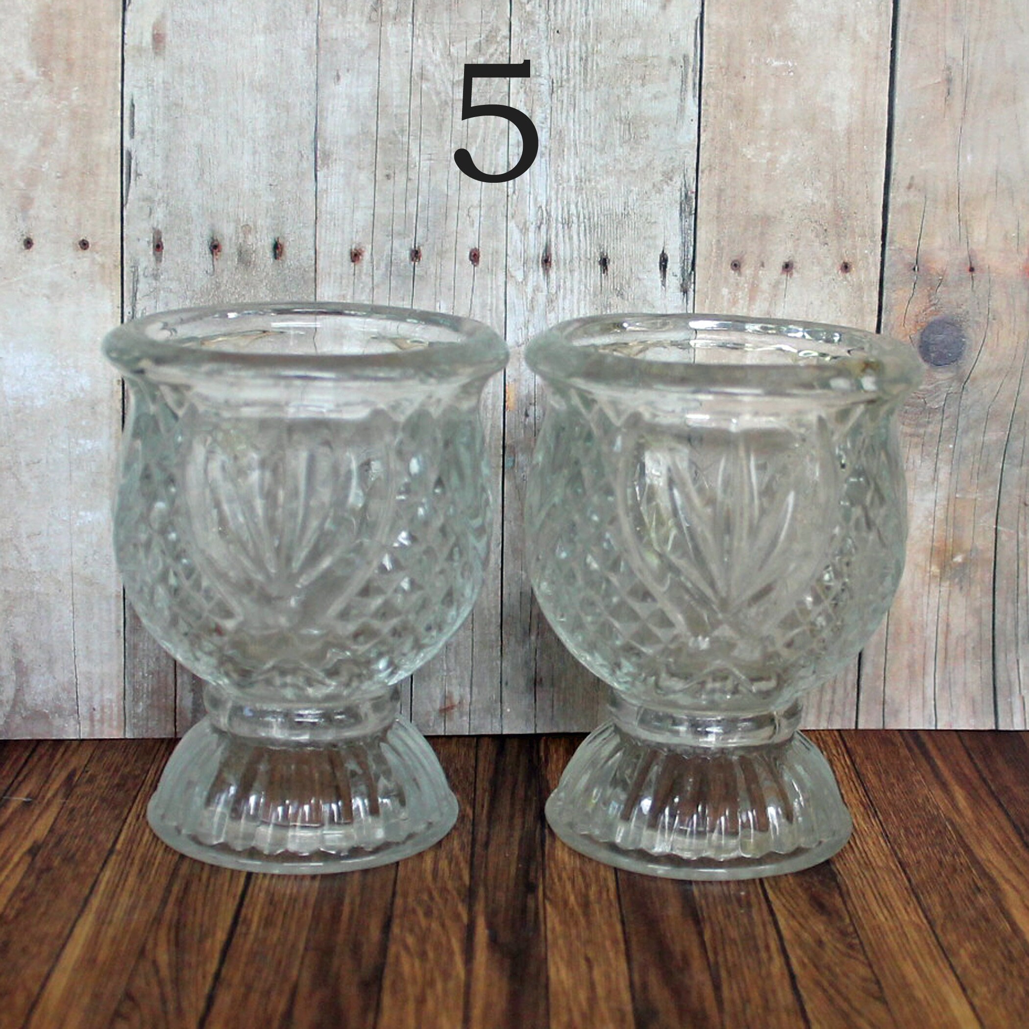Vintage Clear Glass Votive Candle Holder PAIRS YOU CHOOSE Set of 2