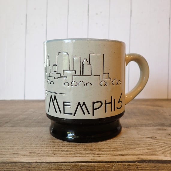 Vintage Memphis Tennessee Souvenir Mug Gray and Black with City Skyline Scene