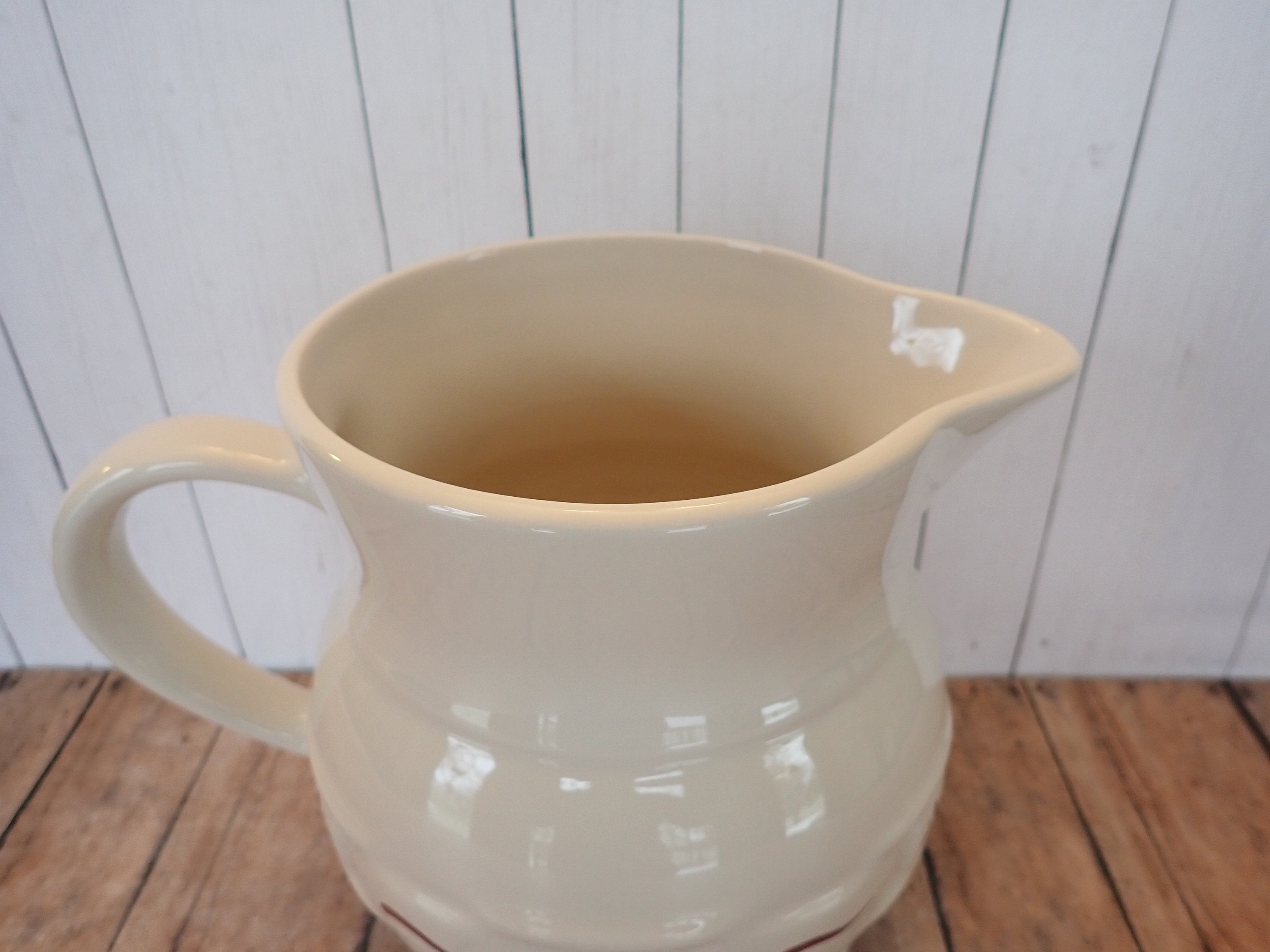 Vintage Longaberger Pottery WOVEN TRADITIONS Red Ceramic 64 oz. Pitcher