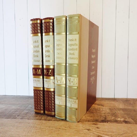 Vintage Funk and Wagnalls Standard Desk Dictionary Set of 4 Books 1979 and 1983 Editions Red and Gold Binding
