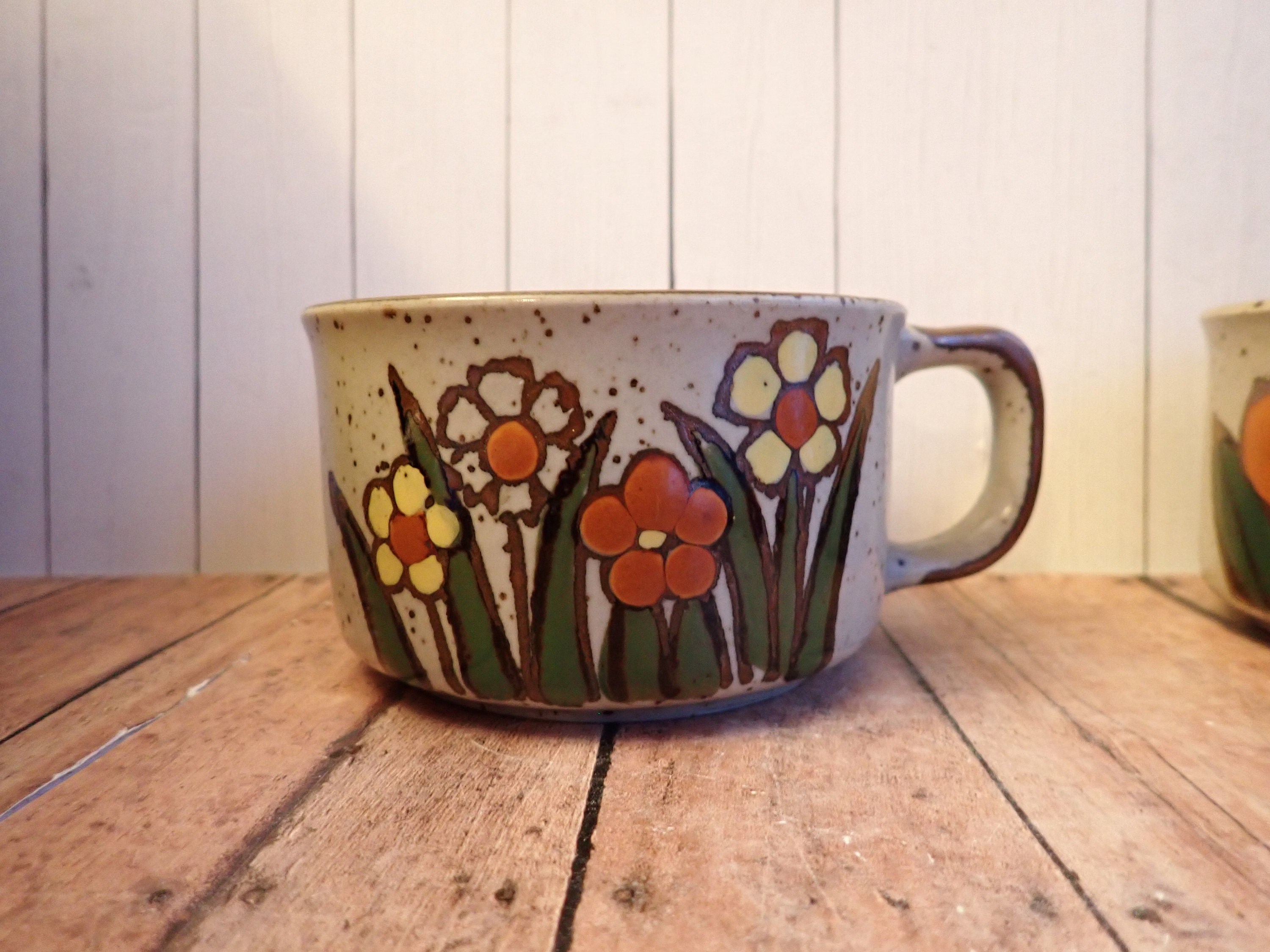 Vintage Stoneware Soup Bowl Mug With Handle Set Of 2 Gray With Orange vintage-stoneware-soup-bowl-mug-with-handle-set-of-2-gray-with-orange