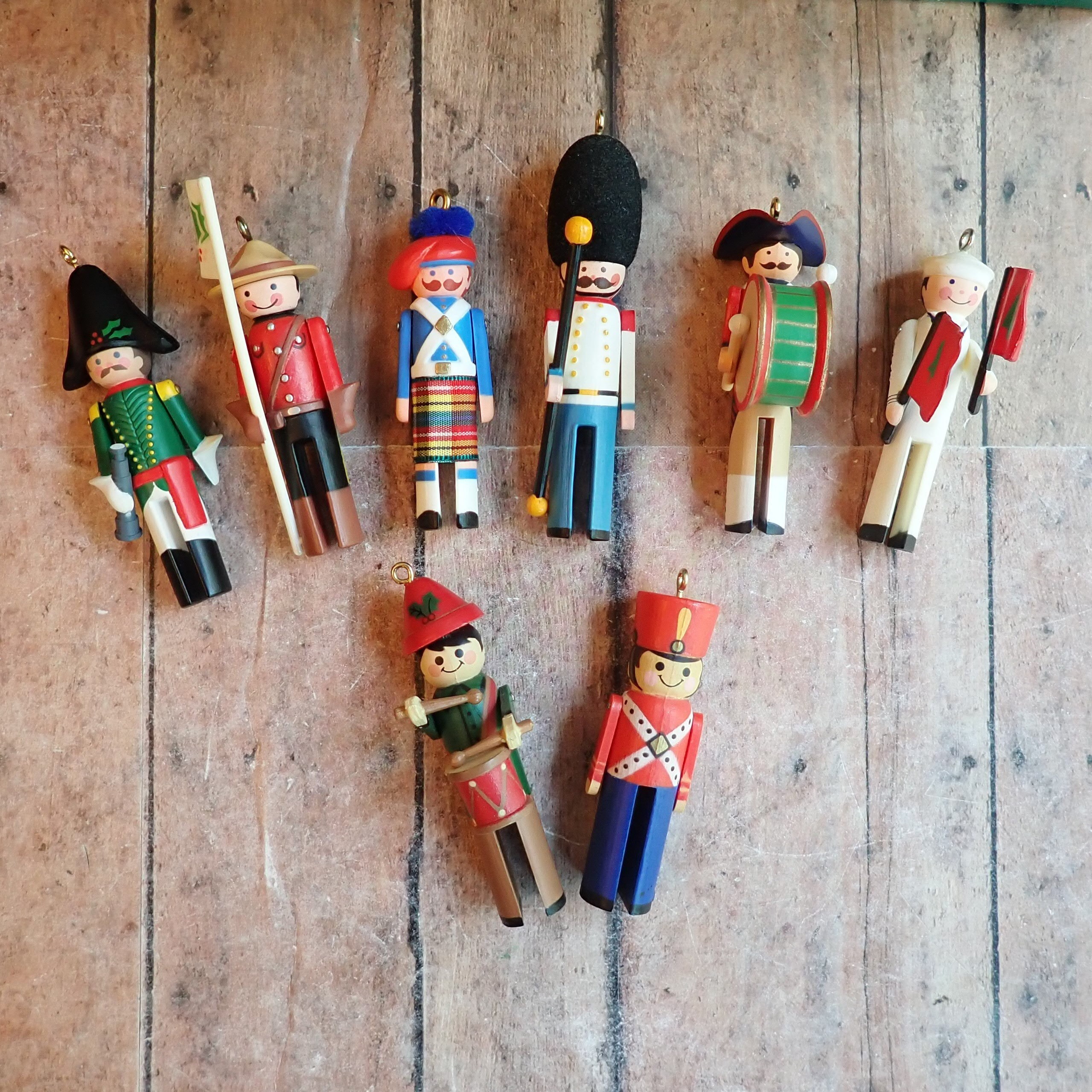 Vintage Hallmark Ornament Clothespin Soldier Ornament Set of 8
