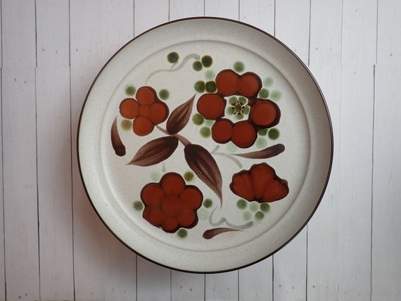 Vintage Noritake Folkstone ORINDA Dinner Plate Set of 5 White Stoneware with Brown and Gray Flower Floral and Leaf Design