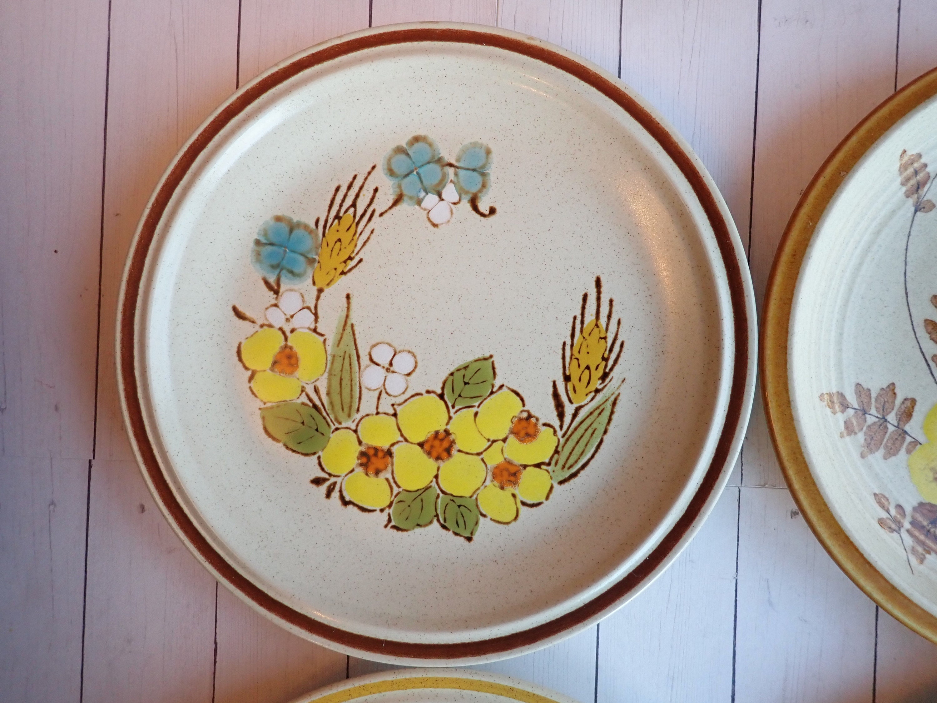 Vintage Mismatched Stoneware Salad Plate Set of 4 Mix and Match Plates ...