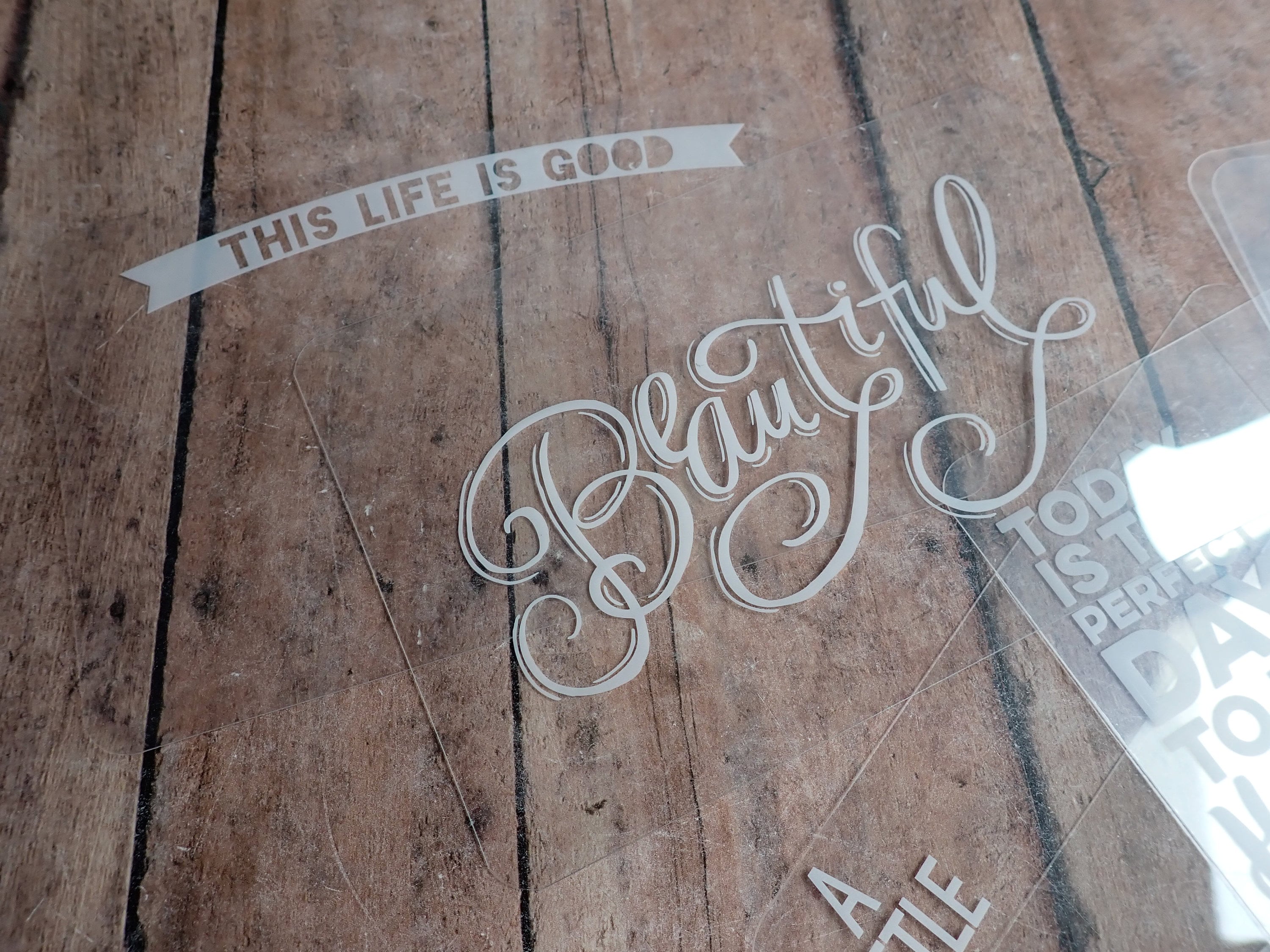 Scrapbook Clear Plastic Overlays with Words and Designs Set of 89 2x3 and 4x6 Sizes Scrapbook