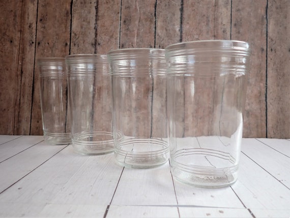 Vintage Clear Glass Jelly Jar Style Juice Glass Small Tumblers Set of 4