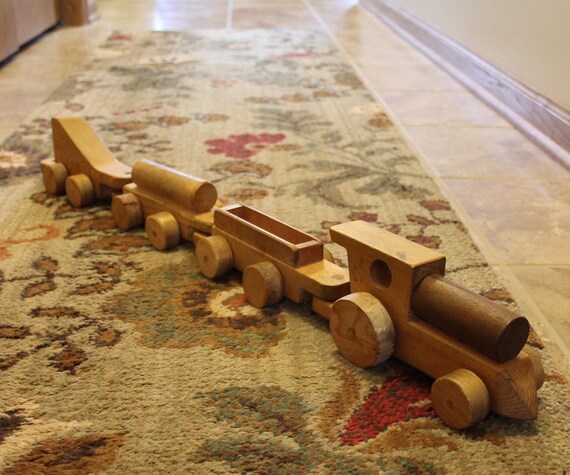 vintage wooden train set