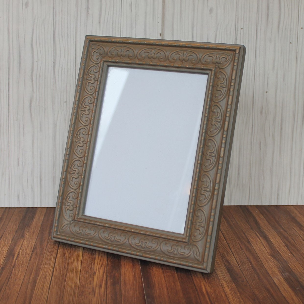 Vintage RARE WOODS 5x7 Picture Photo Frame Gray Tan Beige Wood with