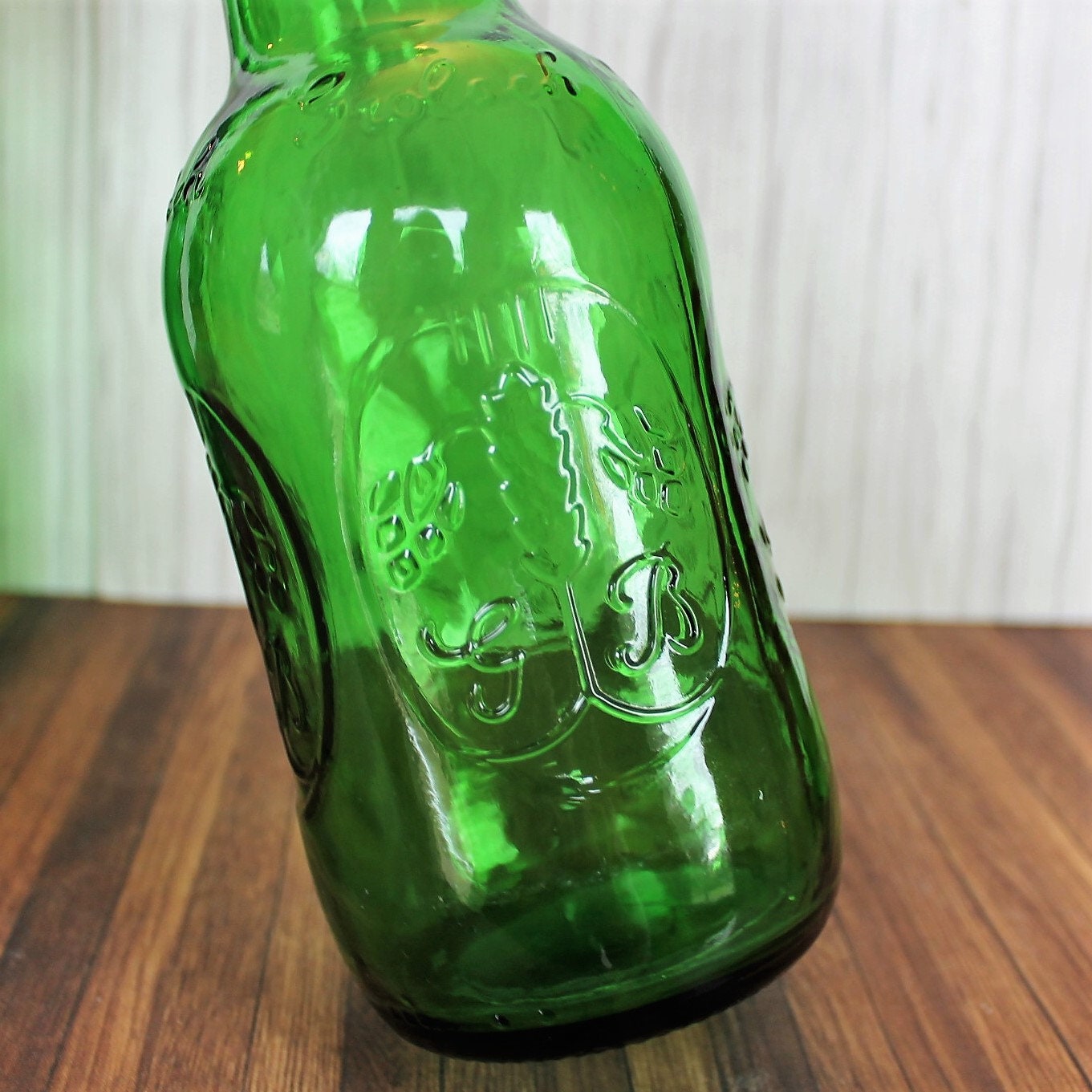 Vintage Grolsch Beer Bottle Set of 2 Green Glass Bottle with Cap and