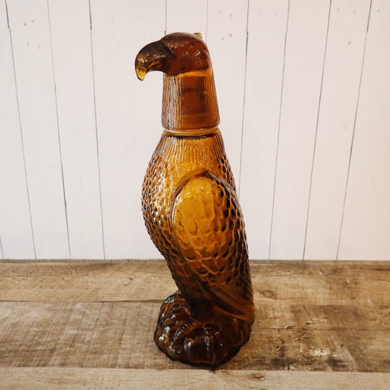 Vintage Amber Glass Eagle Decanter