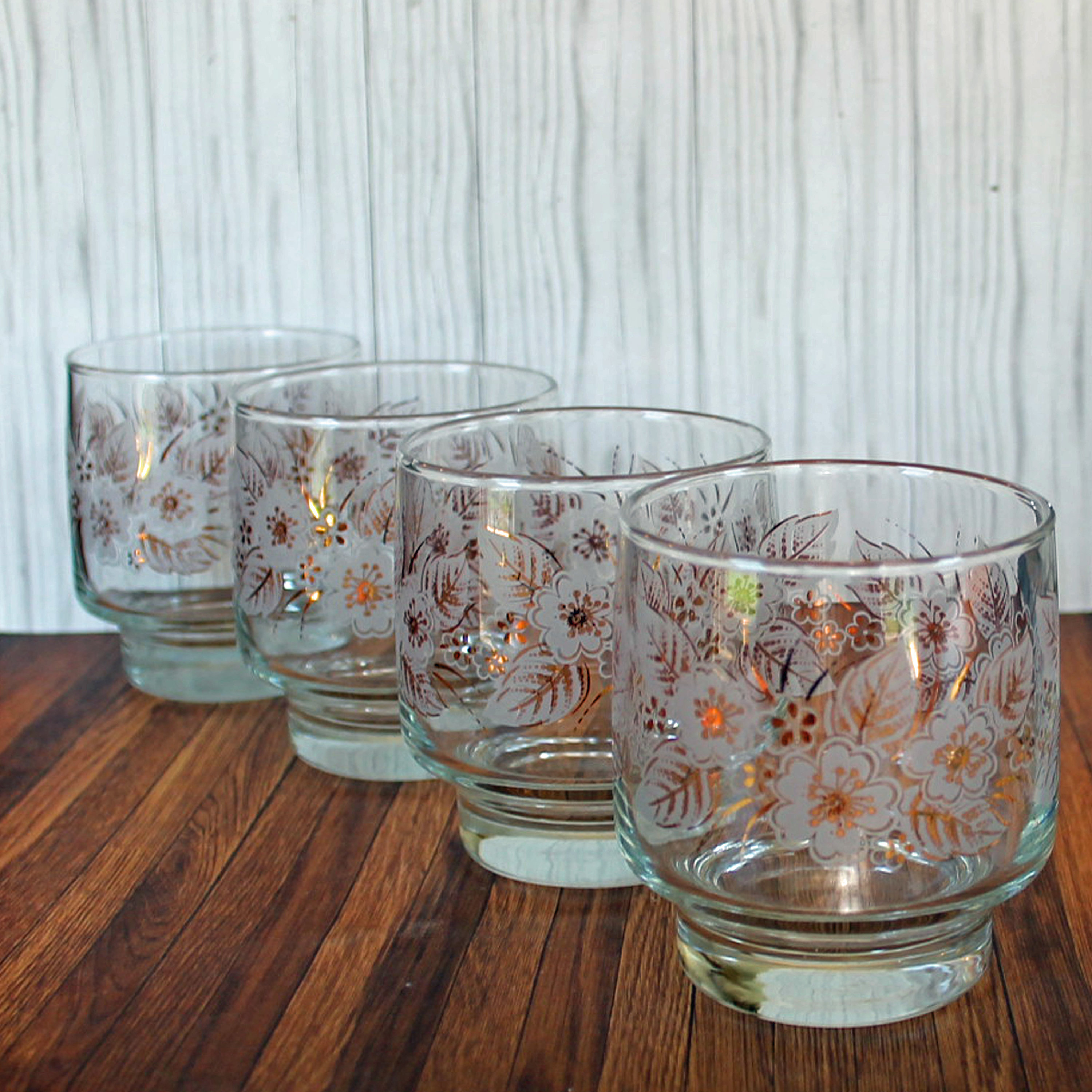 Vintage Libbey Tumbler or Old Fashioned Glasses Set of 4 Clear White