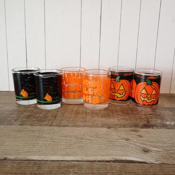Vintage Halloween Votive or Tealight Candle Holders Pairs CHOICE of Pattern Ghost Witch Pumpkin Candle Holders