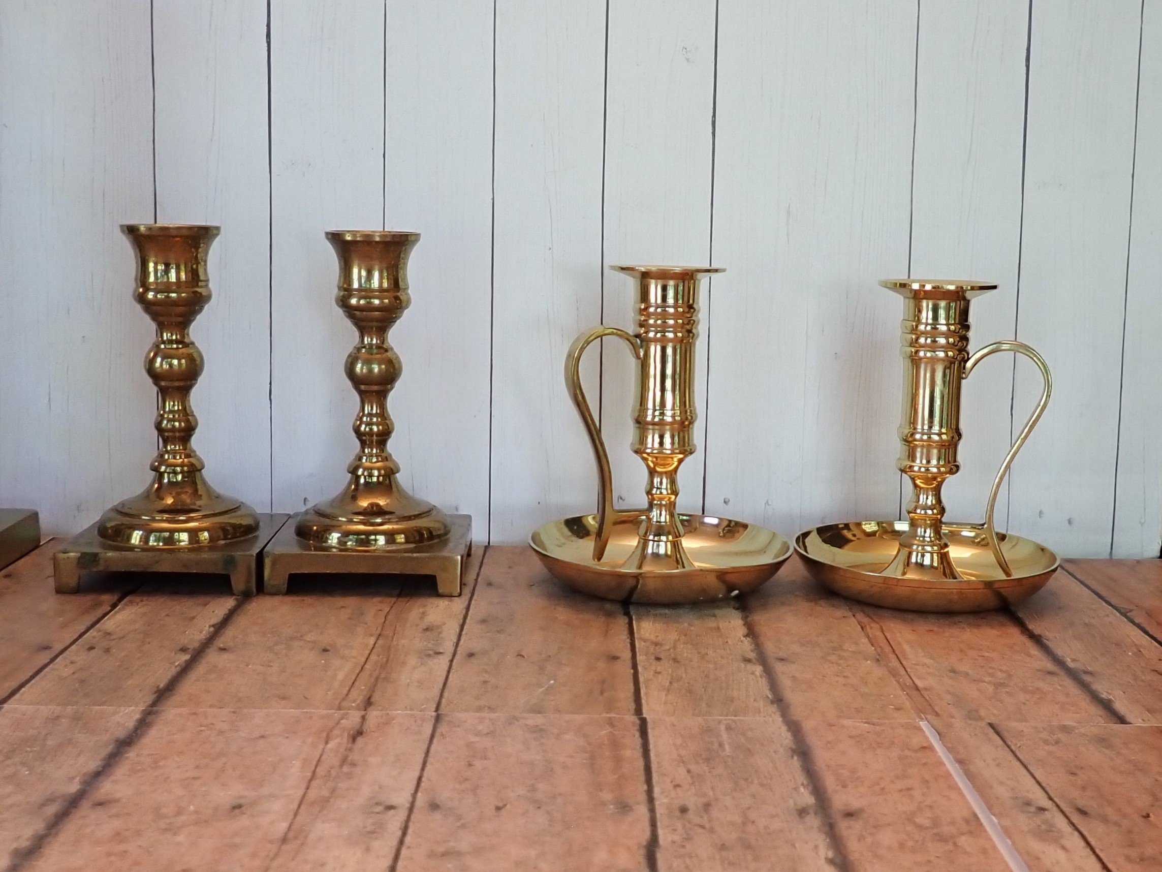 Vintage Brass Candlestick Set of 10 Matching Pairs Wedding Candle Stick