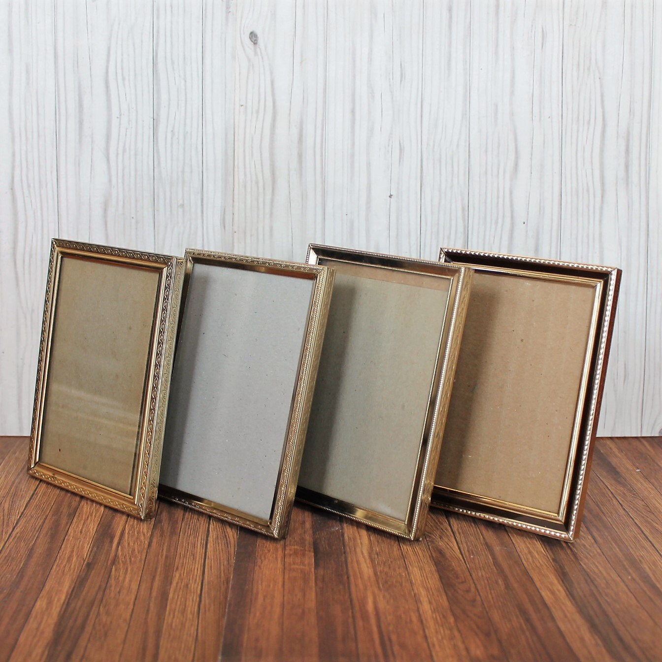Vintage 3x5 Metal Gold Brass Colored Photo Picture Frame Set of 4