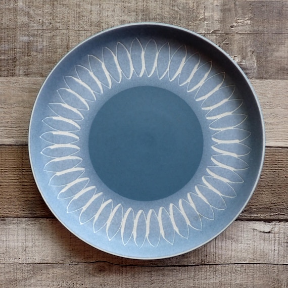 Vintage Denby ECHO BLUE Dinner Plates Set of 5 Blue and White Stoneware