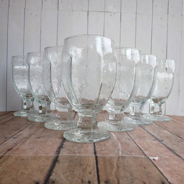 Vintage Libbey CHIVALRY Clear Water Goblet Set of 7 Flat Paneled Banquet Goblet 10 oz.