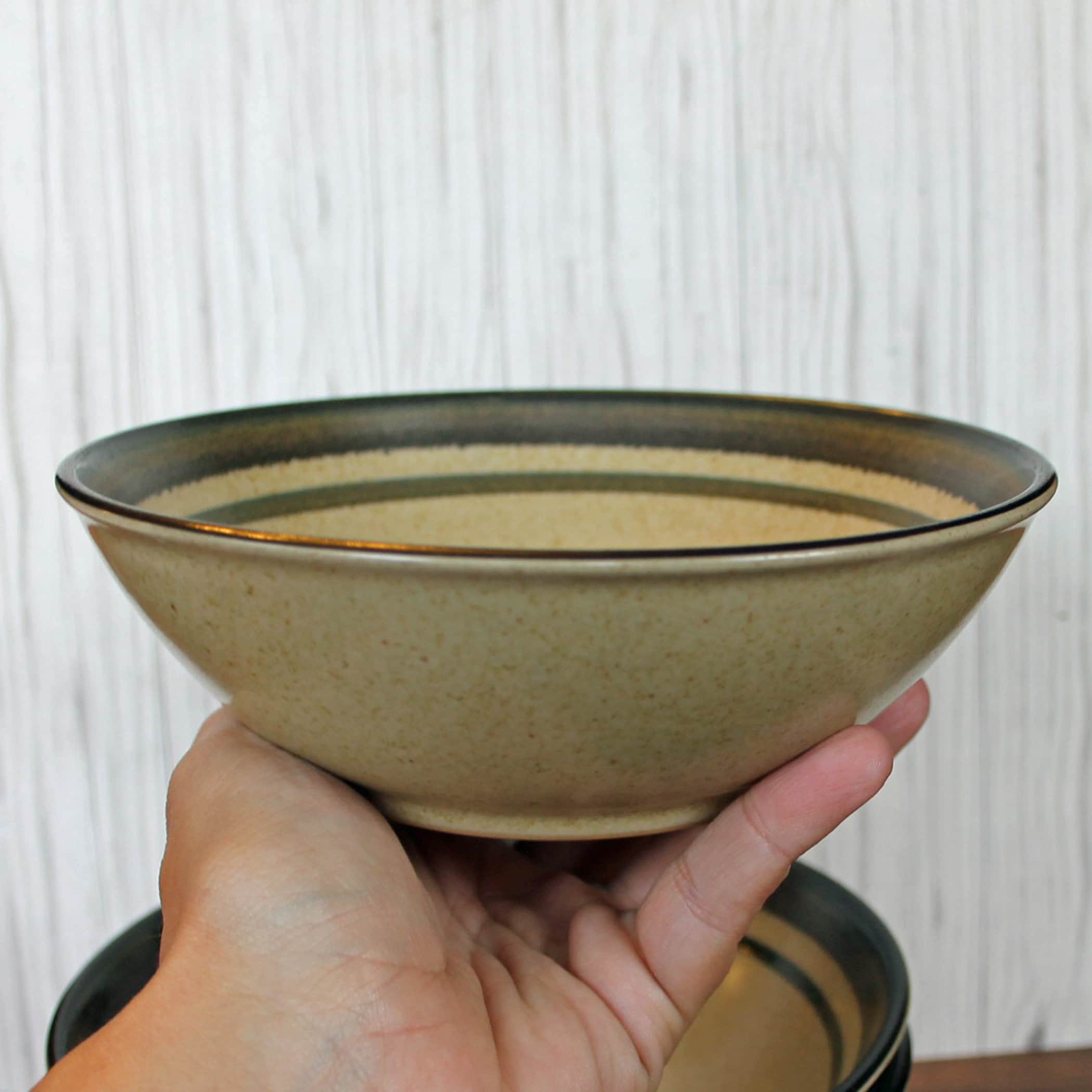 Vintage Noritake BLUEBERRY Stoneware Cereal Bowls Set of 4 Tan Grey