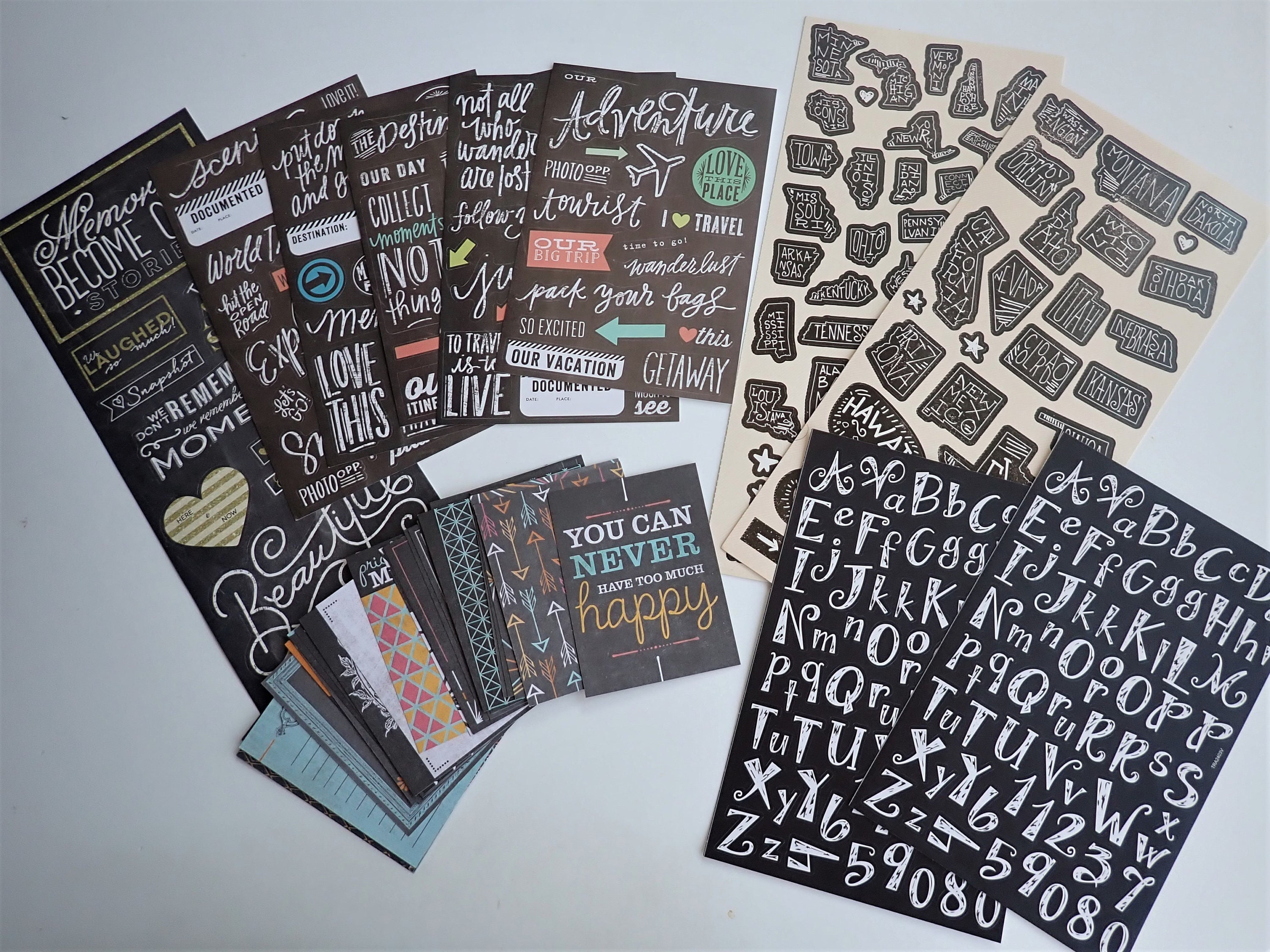 Paper Studio Black Chalkboard Travel Scrapbook Chalkboard Stickers and
