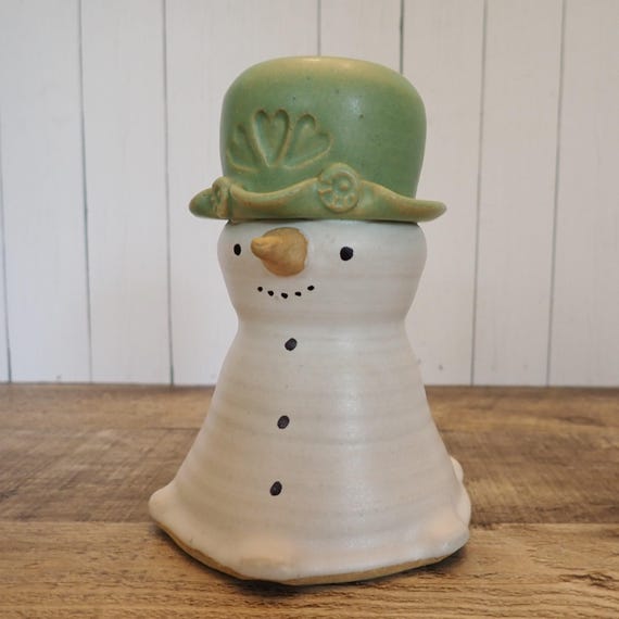 Vintage Pottery Stoneware Snowman Figurine