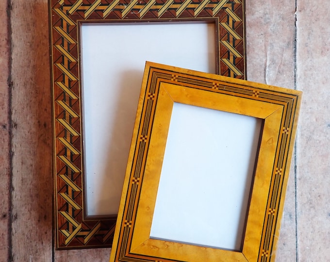 Vintage 3x5 and 5x7 Wood Photo Picture Frame With Wood Inlay Set of 2 Frames Etsy