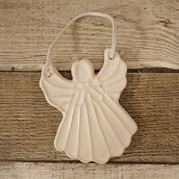 Vintage White Ceramic Angel Christmas Ornament